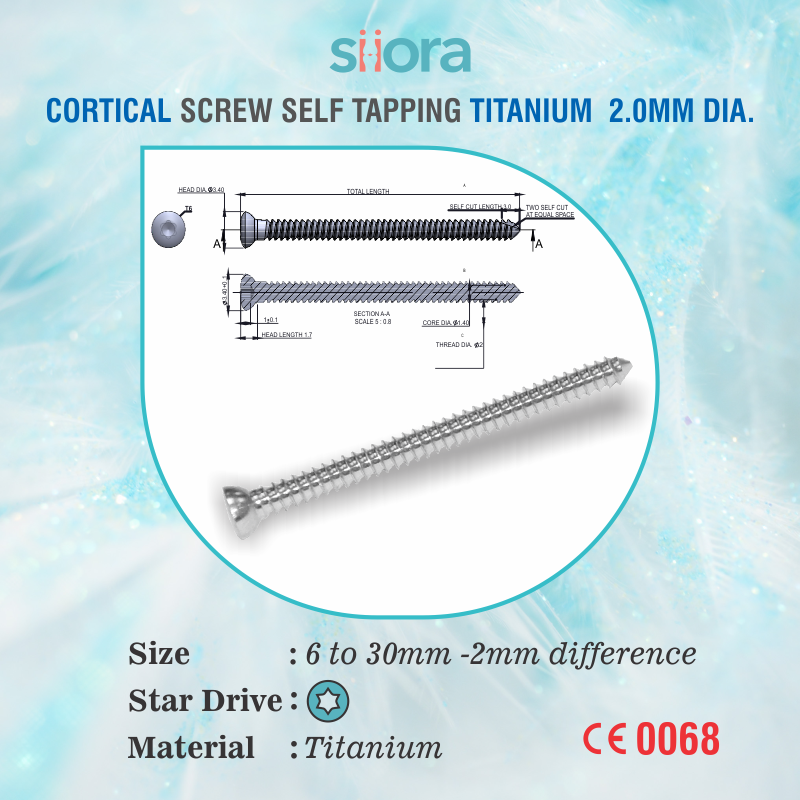 siorasurgicals's tweet image. Cortical Screw Self Tapping Titanium 2mm Dia is used for stabilizing fractures and applying other orthopedic implants especially in the cortical region of the bone.
 siiora.com/product/cortic… #screw #CorticalScrew2mm #siora #siorasurgicals #orthopedicimplants #surgicalimplants