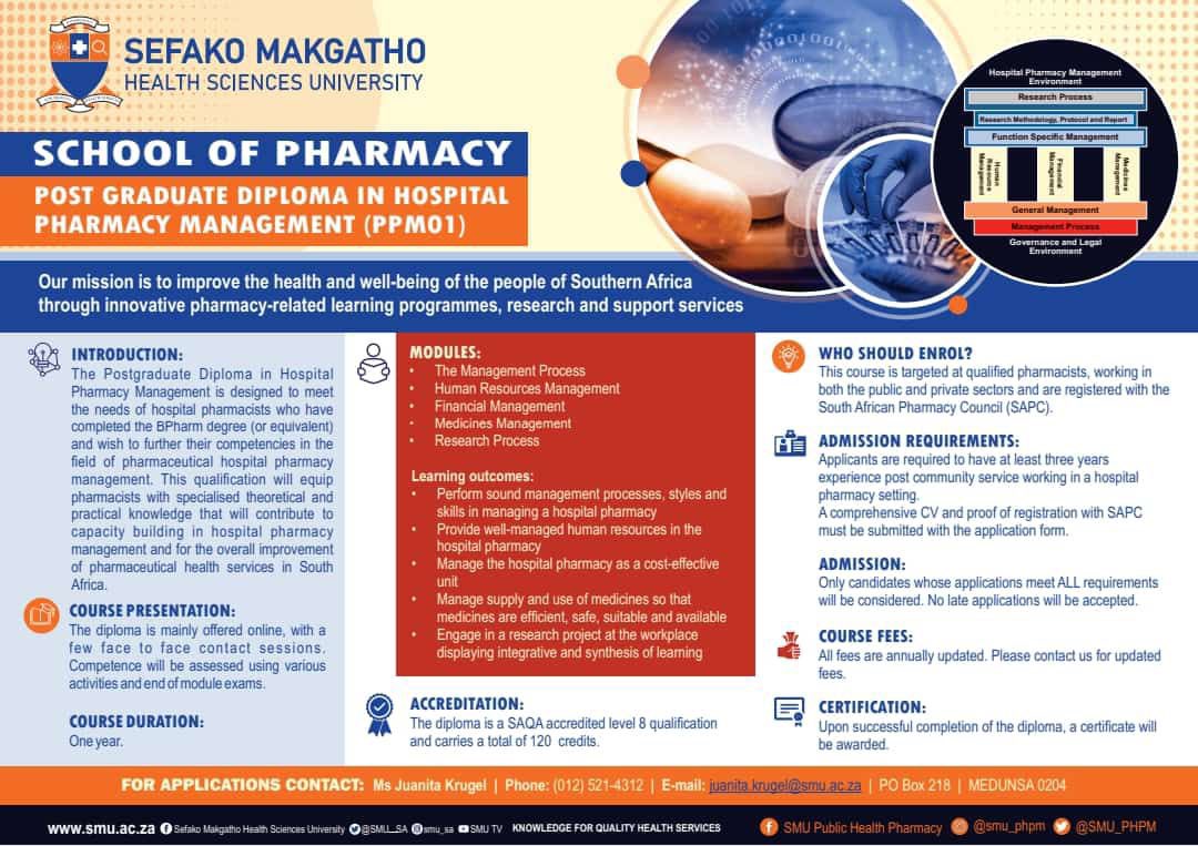 SMU_PHPM's tweet photo. — 2025 APPLICATIONS NOW OPEN —

Applications for our 2025 fully online Postgraduate Diploma in Hospital Pharmacy Management are now open!

For application information and forms, please email:
https://t.co/znpv1TqHVX 

Closing date for applications: 30 August 2024 https://t.co/elNrHFWL0s
