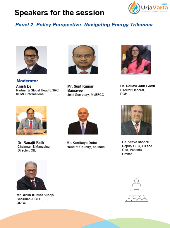 “Energy Trilemma” is the talk of the town. Panel#2 in strategic session at #UrjaVarta2024 aims to explore the policy perspective on navigating this trilemma, to ensure a sustainable and resilient energy future for India.
<a href="/ONGC_/">Oil and Natural Gas Corporation Limited (ONGC)</a> <a href="/CairnOilandGas/">Cairn Oil & Gas, Vedanta Ltd.</a> <a href="/OilIndiaLimited/">Oil India Limited</a> <a href="/bp_India/">bp India</a> <a href="/KPMG/">KPMG</a>