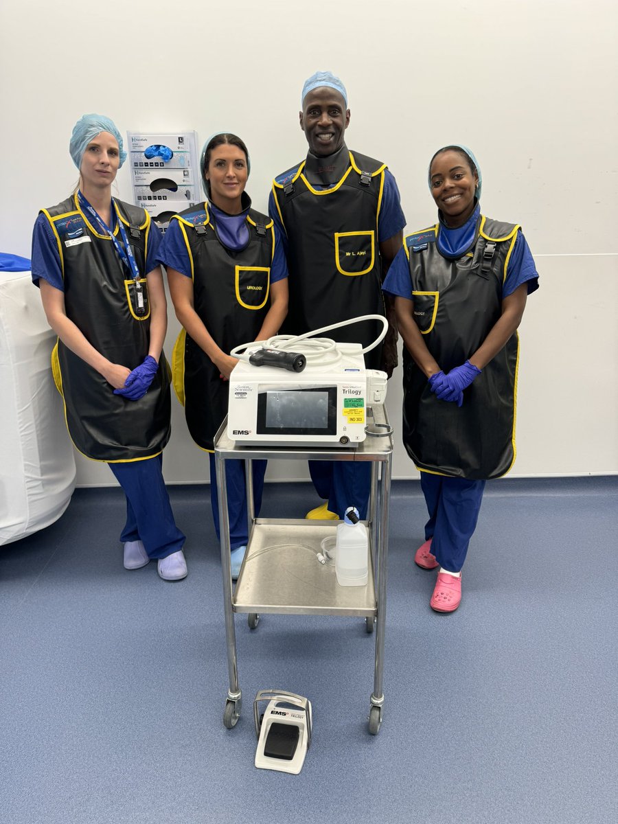 At last!! Long awaited Trilogy Max <a href="/EMSUrology/">EMS Urology</a> arrives on the UK shores! Thanks to <a href="/BSCEMEA_Urology/">Boston Scientific EMEA - Urology</a> Lighter &amp; more Ergonometric hand piece. Cordless foot pedal. Impressive and highly efficient stone fragmentation. 1300Hu staghorn calculi cleared in <7mins. #trilogymax #spinePCNL