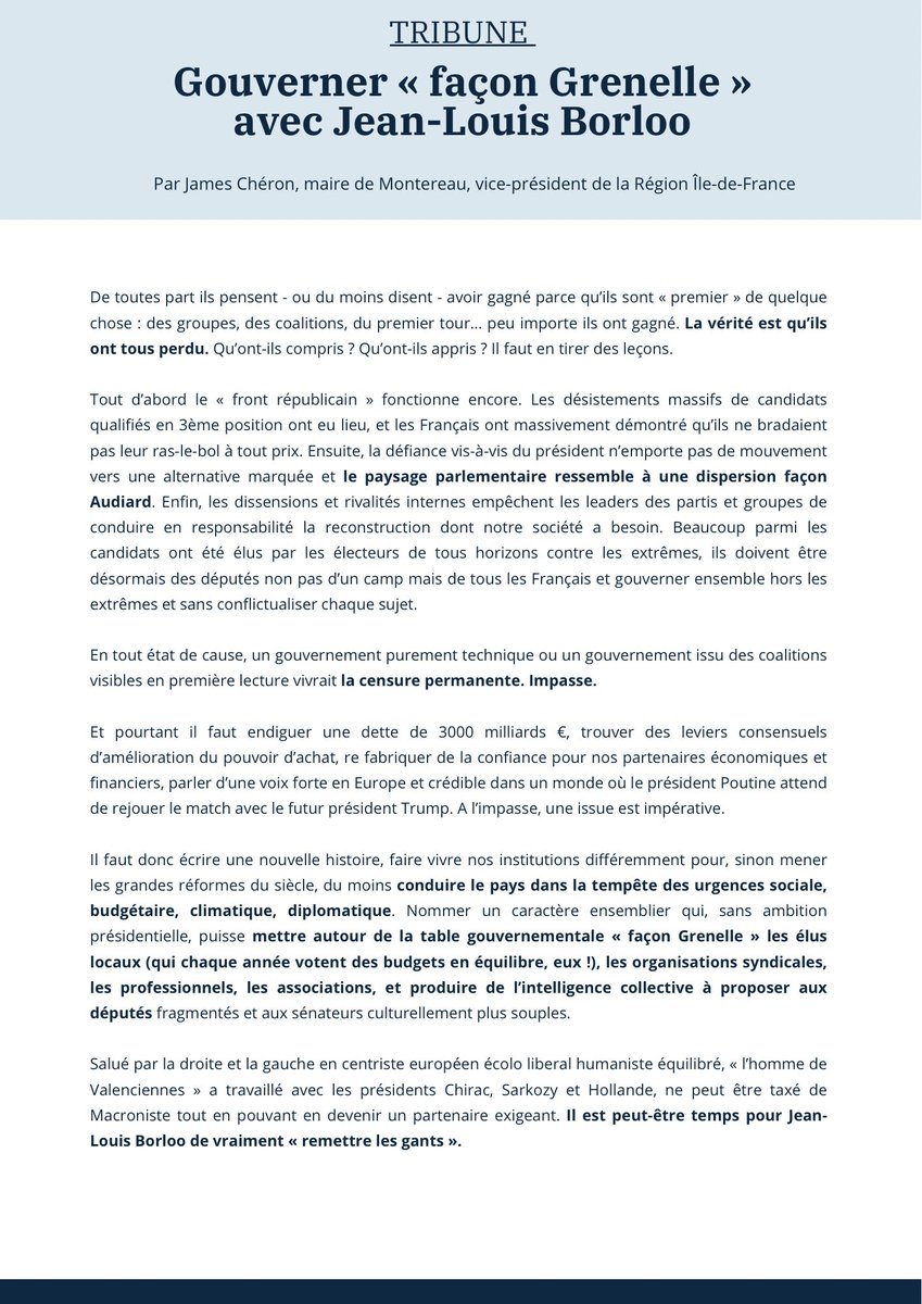 Gouverner « façon Grenelle » avec Jean-Louis Borloo !