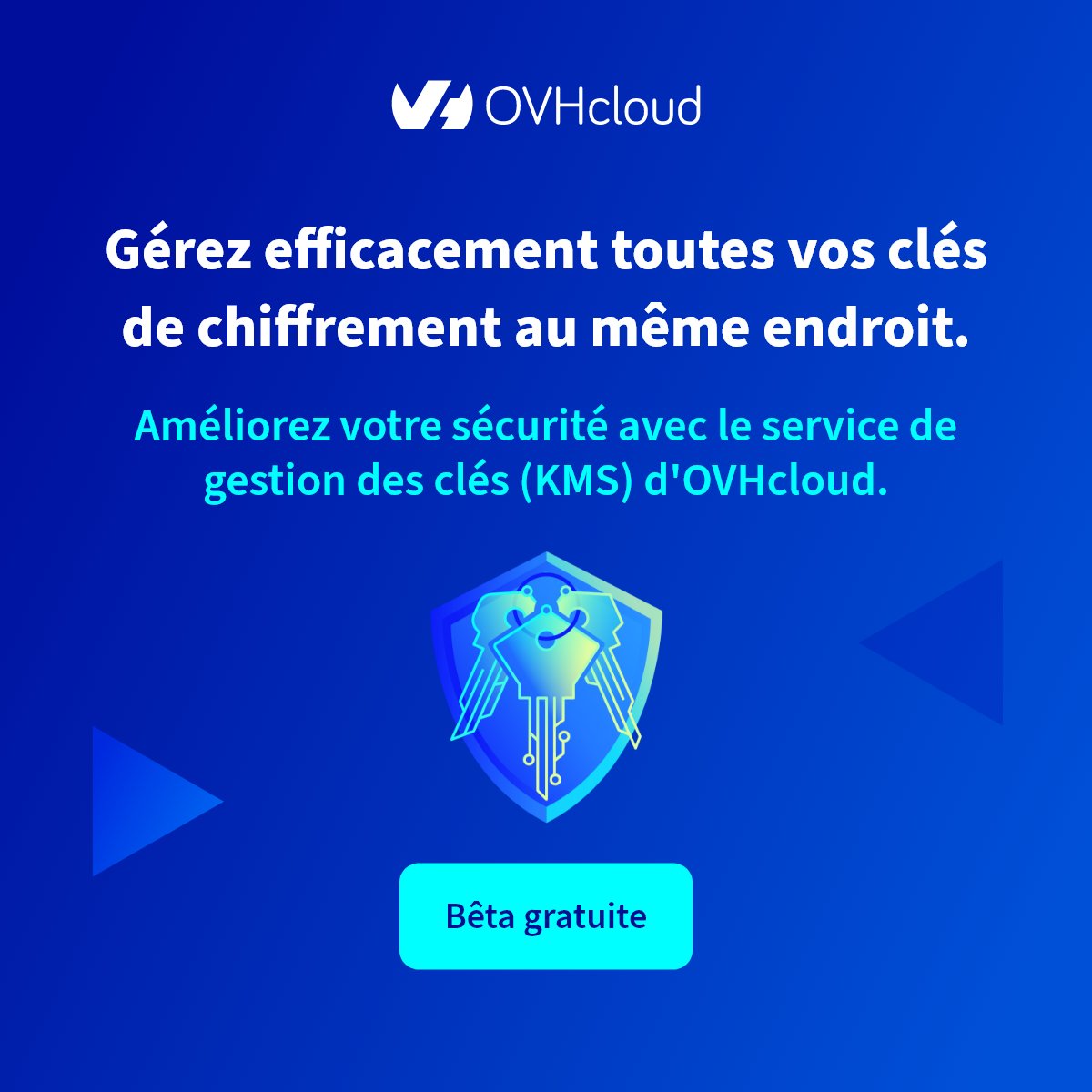 OVHcloud_FR's tweet photo. 🚀Découvrez la version bêta de Key Management Service d'OVHcloud (KMS) ! 🚀

Préparez-vous à une protection instantanée des données avec le chiffrement en un clic, une sécurité renforcée grâce à une gestion complète des accès aux clés et une interopérabilité accrue avec KMIP.🔐

https://t.co/Bx7NKMOpYK