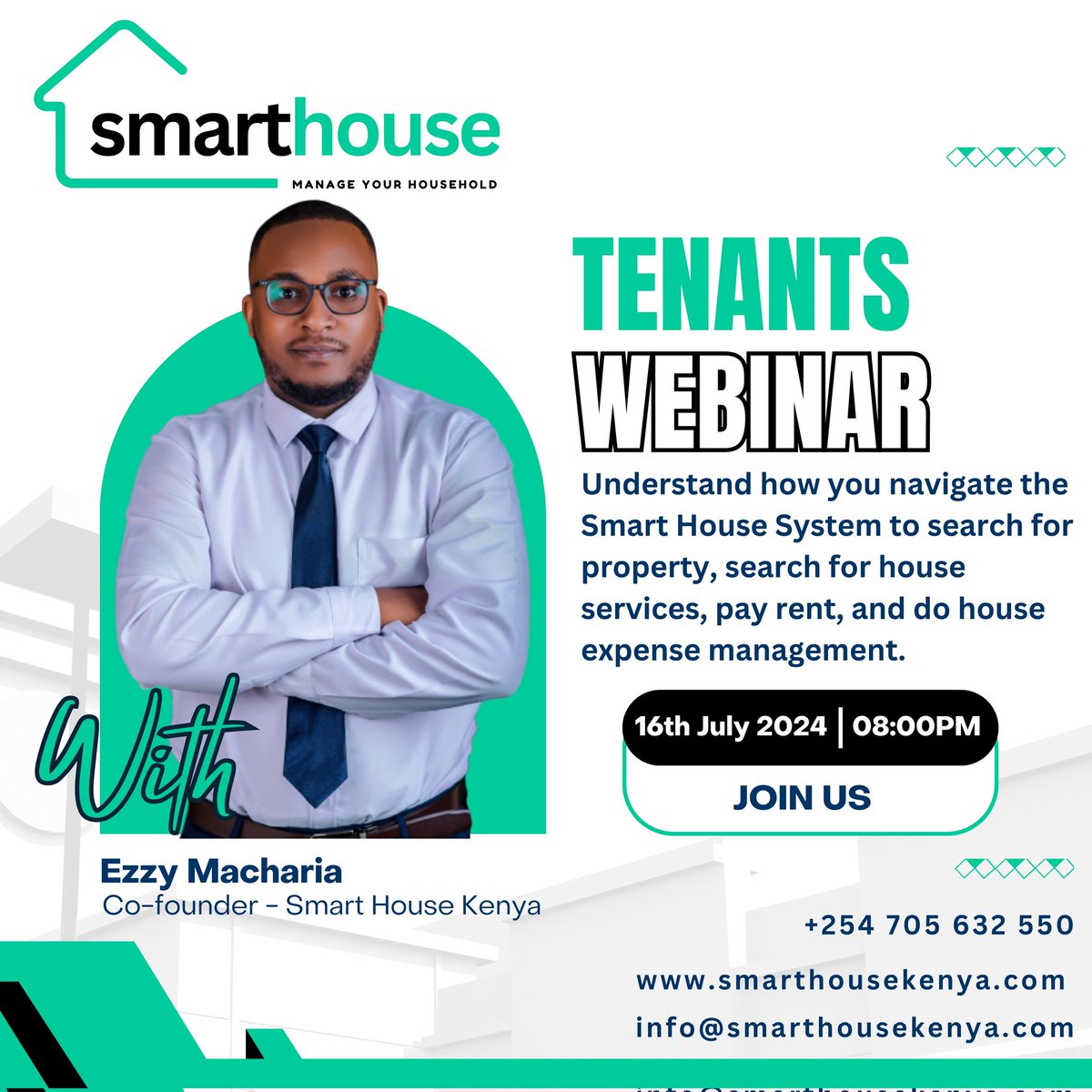 SmartHouseKenya's tweet photo. Tenants!
Join us as we take you through our system and show you how you search for houses, search for house services, pay rent, do your house expense management on Google Meet https://t.co/KB1S7C9npq. https://t.co/DFKwTOWxt0