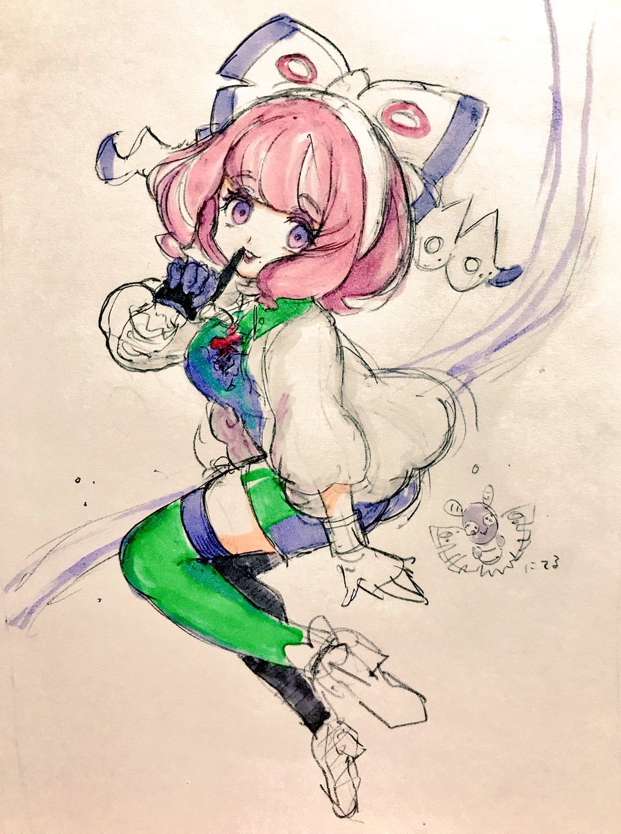 ユウリ「クララちゃんポケマス実装うれしい昔描いたもの再掲(with半目のユウリちゃんもい」|るちか/Vtuberかれ〜るう💜のイラスト