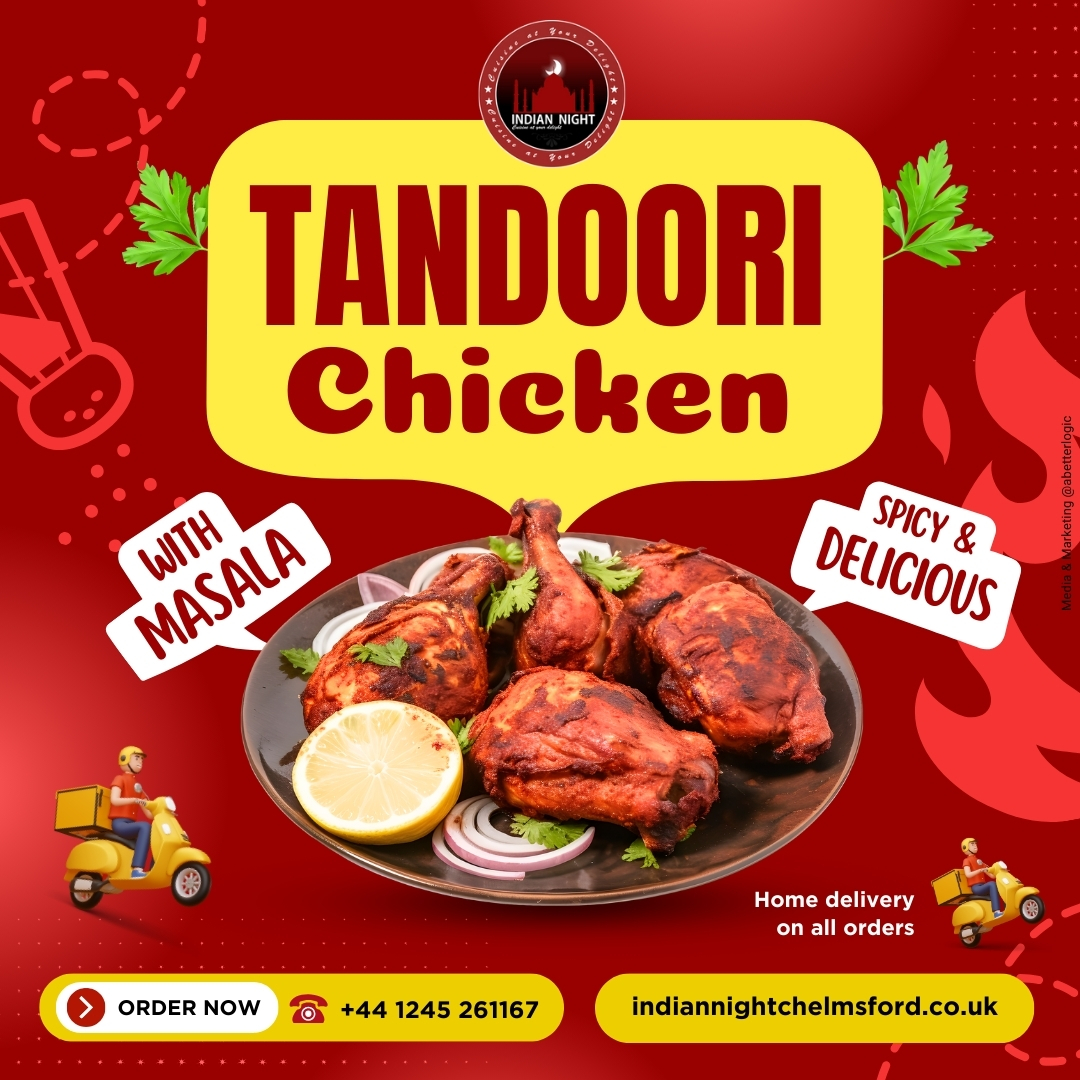 Indiannightc's tweet photo. 🍗 Experience the rich flavors of our signature Tandoori Chicken! Order now from Indian Night Restaurant and enjoy a taste of India at home. 🍗

Call for order: +44 1245 261167 
Order Online: https://t.co/p7FwmCFkwk

#IndianNight #TandooriChicken #ChelmsfordDining #FoodLovers https://t.co/rTS9So8YvL