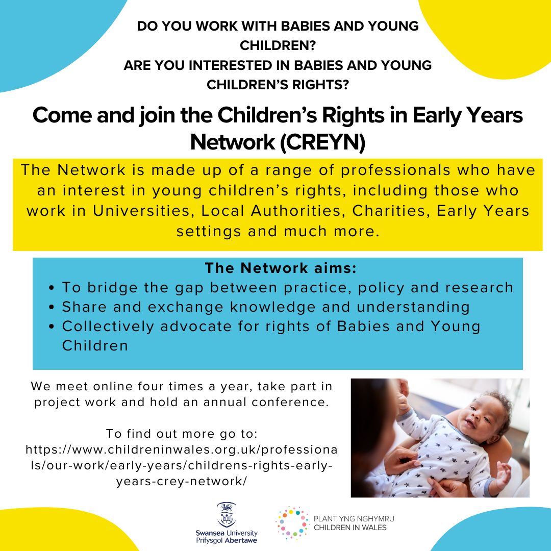 If you work with babies &amp; young children &amp; are interested in advocating for their rights, consider joining the Children’s Rights in Early Years Network (CREYN).  👨‍👩‍👧 🤝 

Our membership is open to all professionals interested in children's rights. 👇 

buff.ly/3WERNp8