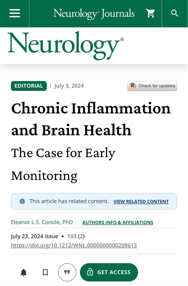 Eleanor Conole (@eleanorconole) on Twitter photo Out this July in <a href="/GreenJournal/">Neurology Journal</a> - editorial on chronic inflammation and brain health neurology.org/doi/abs/10.121… Out this July in <a href="/GreenJournal/">Neurology Journal</a> - editorial on chronic inflammation and brain health neurology.org/doi/abs/10.121…