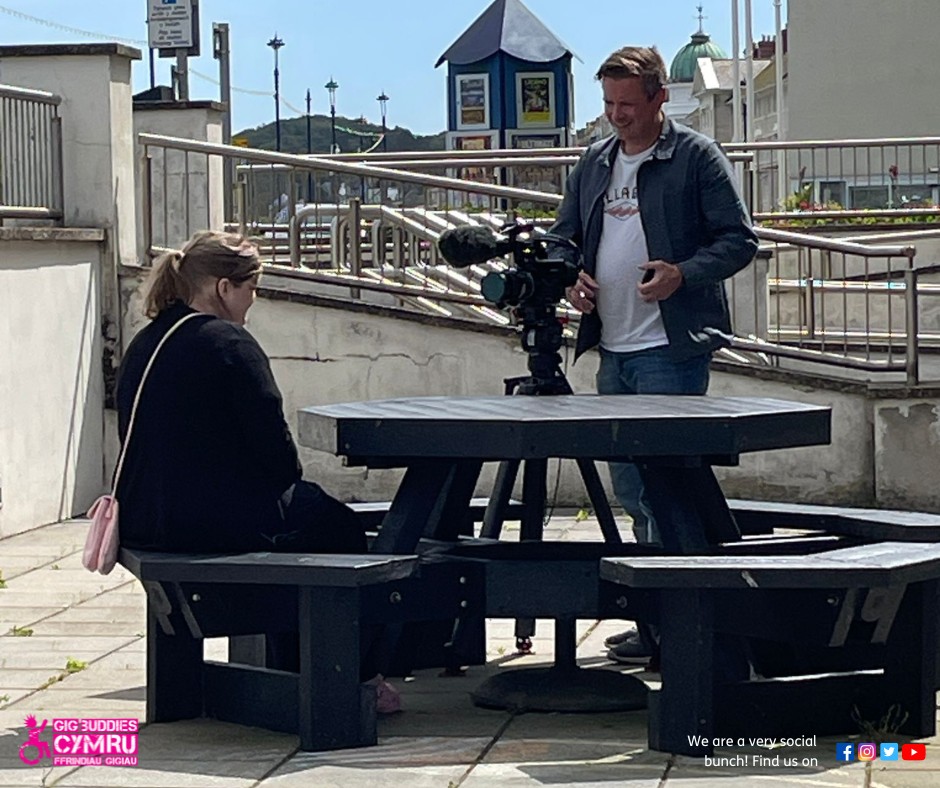Gig Buddies North Wales Participants Natalie, Mark and Bethan were filmed by <a href="/ITVCymruWales/">ITV Cymru Wales</a> for a piece about the transport issues faced by people with a learning disability for their show “Wales This Week”. Look out for them on the show, which airs tomorrow - Thursday 11 July.