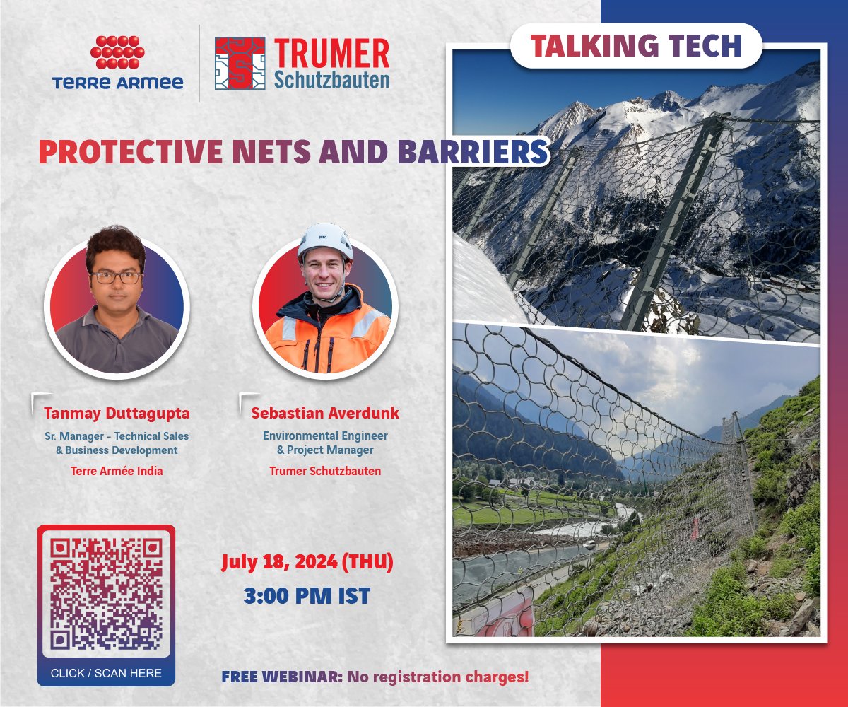 GeoquestIndia's tweet image. #WebinarAlert Sign-up NOW for a real eye opener on Protective Nets and Barriers.

Please register here 👉: us06web.zoom.us/webinar/regist…

🎯 Date: 18 July 2024
🕒Time: 3:00 PM Indian Standard Time

#CivilEngineering #Barriers #Nets #Protection #SouthAsia #TerreArmeeIndia #Webinar