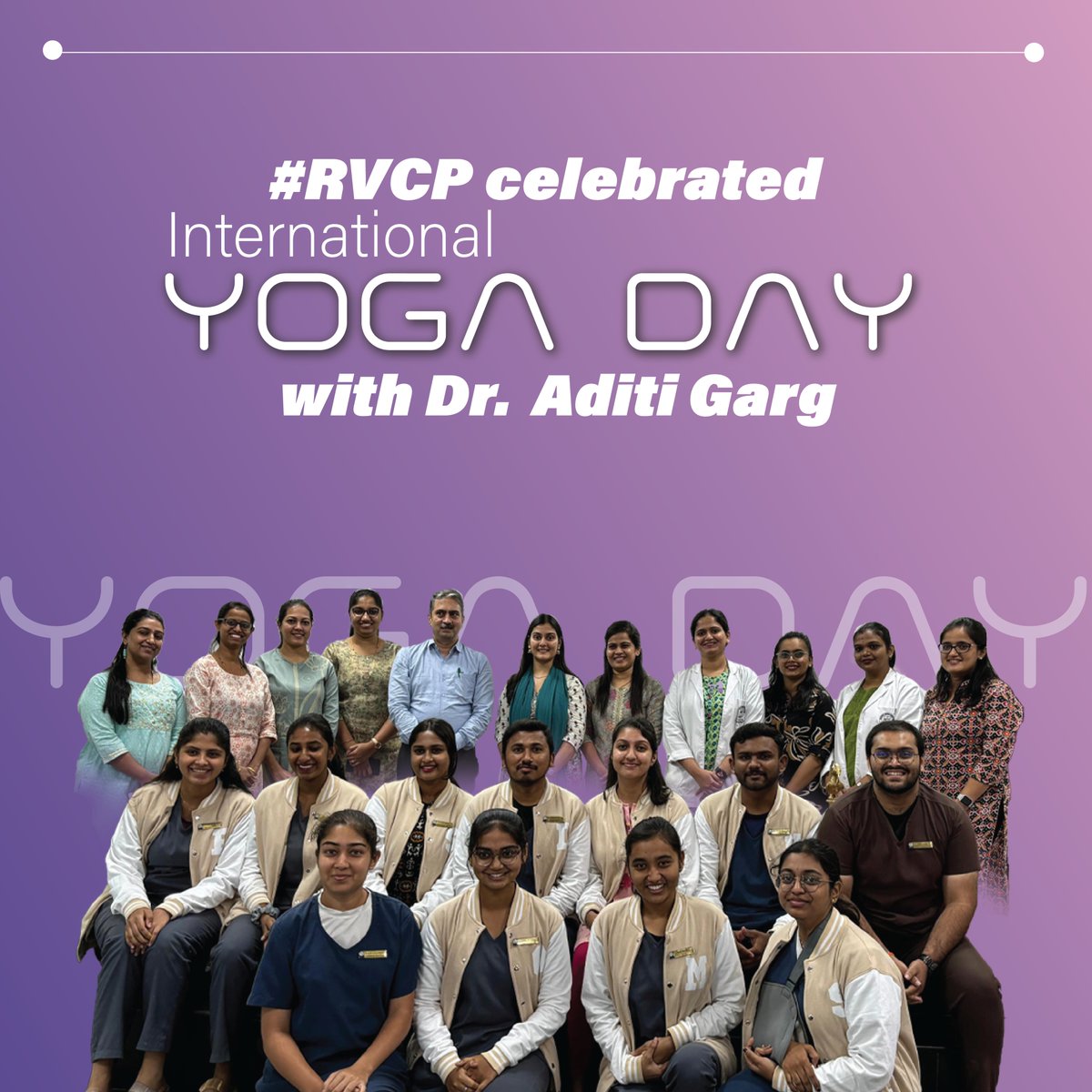 RVPhysiotherapy's tweet photo. On the occasion of International Day of Yoga, the Yoga Club and NSS Unit at #RVCP organised an orientation and practice session led by Dr. Aditi Garg from the Department of Integrative Medicine, NIMHANS, for 120 students across the 2nd, 3rd and final years of the BPT programme. https://t.co/guC3tqSzfg