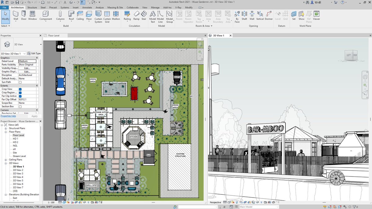 YusufAbduljala1's tweet image. Proposed Bar-mboo Garden wuse zone 6 Abuja.
#autodeskrevit #architecture #Relaxation #landscape #Garden