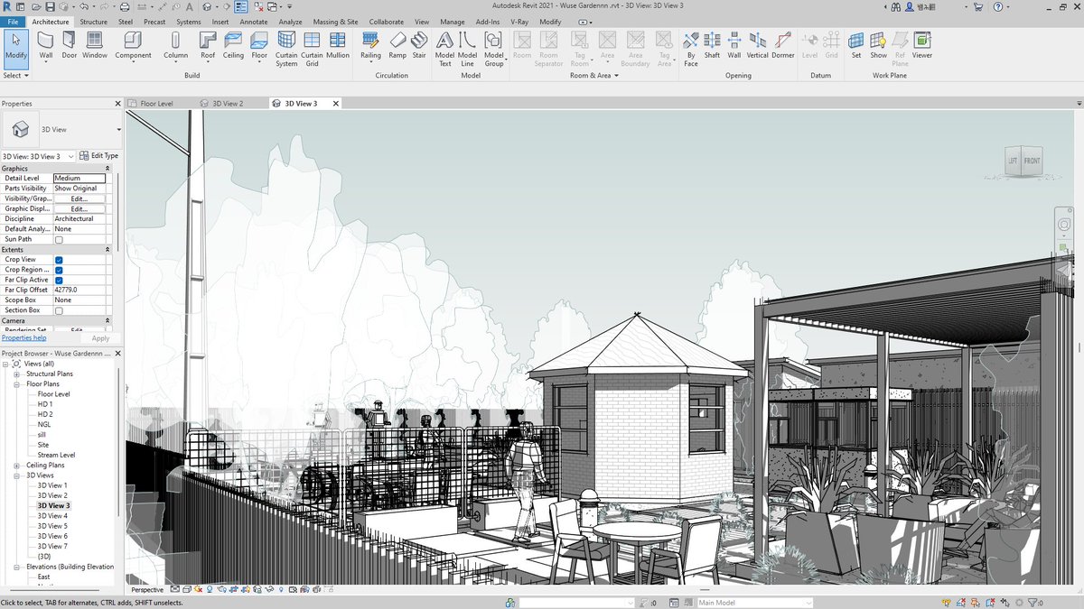 YusufAbduljala1's tweet image. Proposed Bar-mboo Garden wuse zone 6 Abuja.
#autodeskrevit #architecture #Relaxation #landscape #Garden
