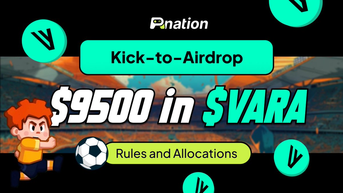 📣 KICKING OFF! JOIN IN THE PLAYNATION KICK-TO-AIRDROP NOW 📣

❗️ Attention all Playzens! The wait is over – the Kick-to-Airdrop campaign is officially LIVE! 

🌟 The prize pool is bigger and juicier than ever before, with $9,500 worth of $VARA tokens! 🌟

💎 Especially, this