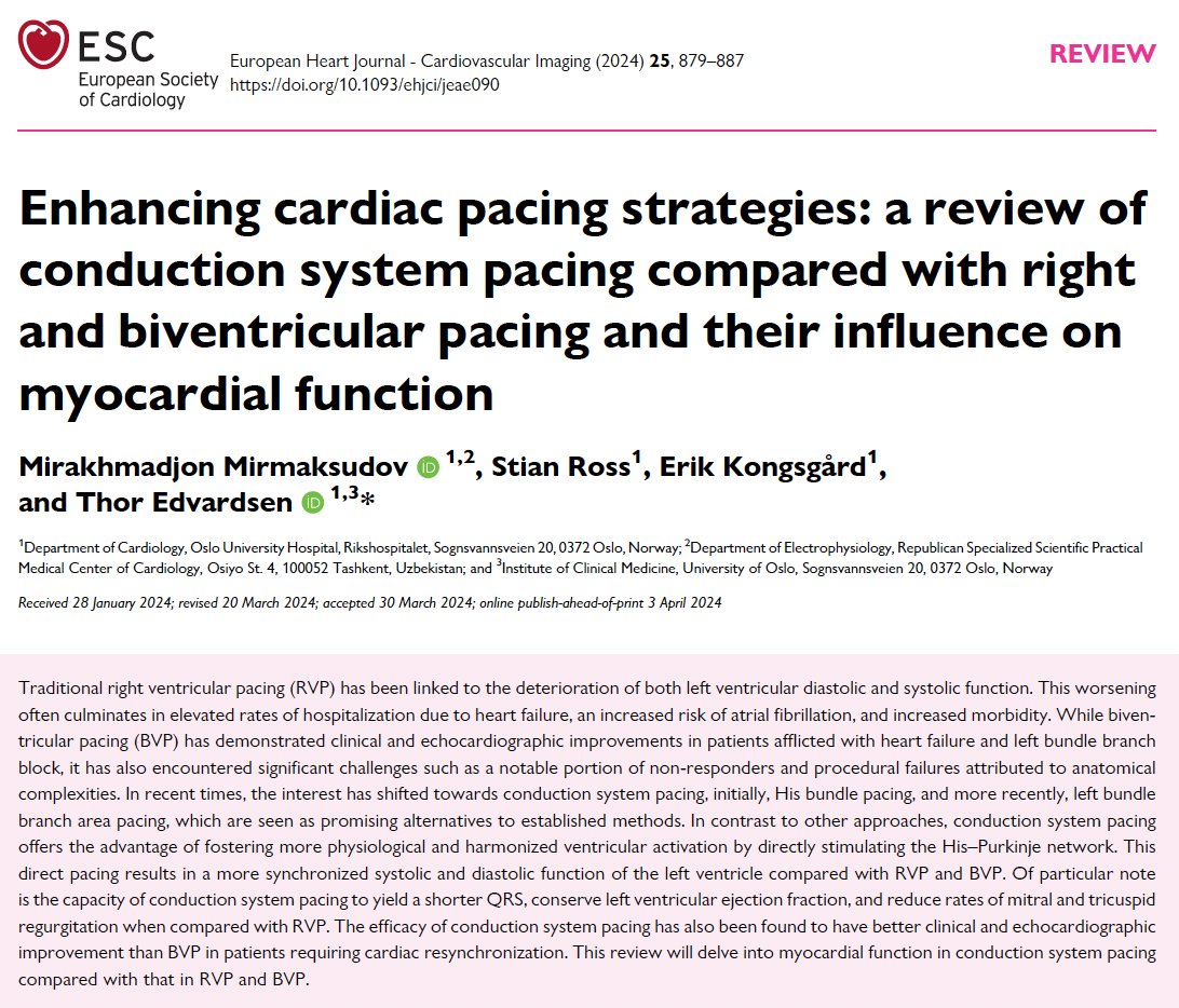 MondaEmanuele's tweet photo. Enhancing cardiac pacing strategies: a review of conduction system pacing compared with right and biventricular pacing and their influence on myocardial function

@ESC_Journals @escardio 

https://t.co/bAzNxwTuJy https://t.co/YYKAg7ip0f