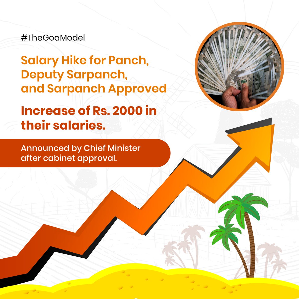 The_GoaModel's tweet photo. Chief Minister announces a salary hike of Rs. 2000 for Panch, Deputy Sarpanch, and Sarpanch following cabinet approval. This increase acknowledges their hard work and dedication to serving our communities.
#TheGoaModel #GoaGovernance #CommunityLeaders #PublicService #SalaryHike https://t.co/XevaP1LSDy