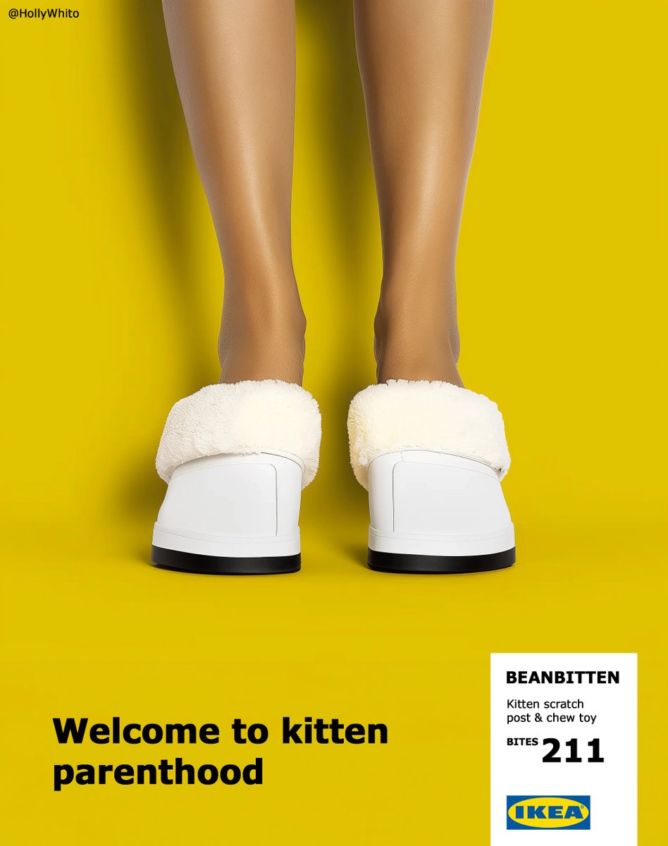 If you've not had your legs frequently attacked, do you even have a kitten?
<a href="/OneMinuteBriefs/">One Minute Briefs ⏱️</a> Create posters to advertise pet kittens for sale for #NationalKittenDay (Ikea spoof ad)
