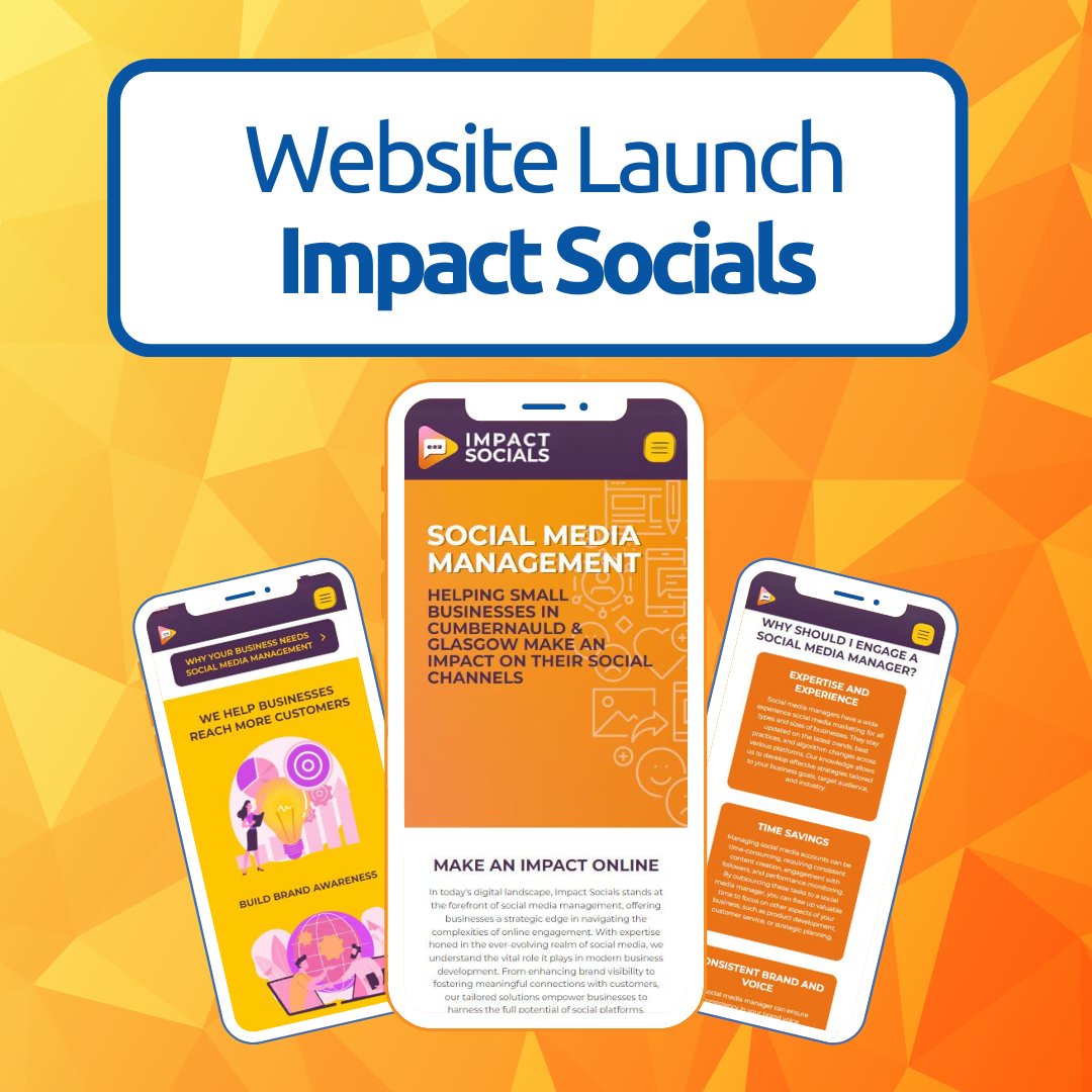 Excited to announce the launch of Impact Socials' website!  They offer expert social media management for businesses in Cumbernauld.

Explore their services: l8r.it/8hKM

📧 info@impactsocials.co.uk
☎️ 01236 373 258
#ImpactSocials #DigitalMarketing