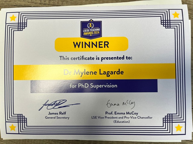 LSE Health Policy (@lsehealthpolicy) on Twitter photo Proud to share that <a href="/mylene_lagarde/">Dr. Mylene Lagarde</a>, Deputy Head of Department (Research), is the winner of a 2024 LSESU Teaching Award in the category of PhD Supervision!🎉
✨Congrats to Mylene on your remarkable achievement! We are fortunate to have you among us.
#LSEHealthPolicy #PartofLSE Proud to share that <a href="/mylene_lagarde/">Dr. Mylene Lagarde</a>, Deputy Head of Department (Research), is the winner of a 2024 LSESU Teaching Award in the category of PhD Supervision!🎉
✨Congrats to Mylene on your remarkable achievement! We are fortunate to have you among us.
#LSEHealthPolicy #PartofLSE