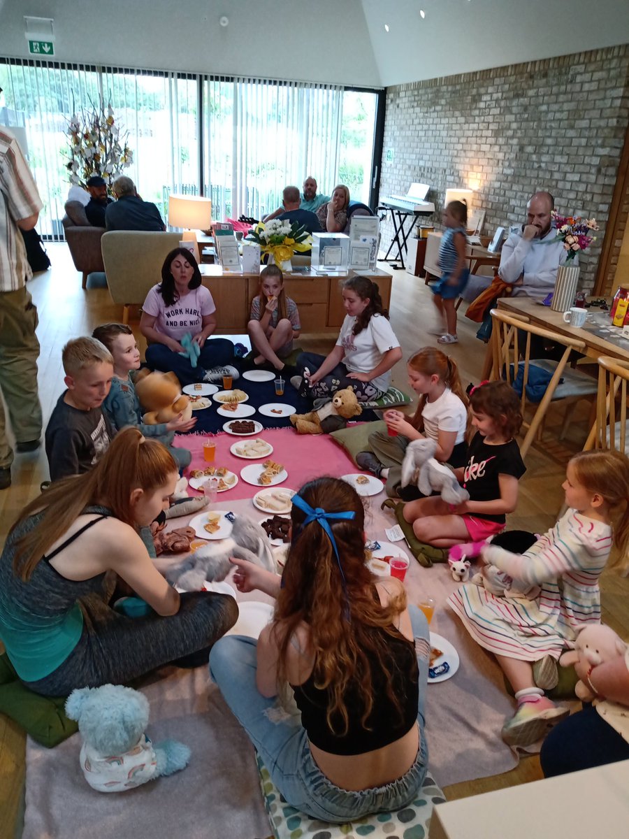 AlderCentre's tweet photo. Alder's Hidden Gems Teddy bear picnic. Thanks to Lyn Wright one of the volunteers for the sandwiches #bereavedfamily #bereavedparent #bereavedsibling #childloss #artsandcraft #bereavedmentsupport https://t.co/8sVgC0KJjU