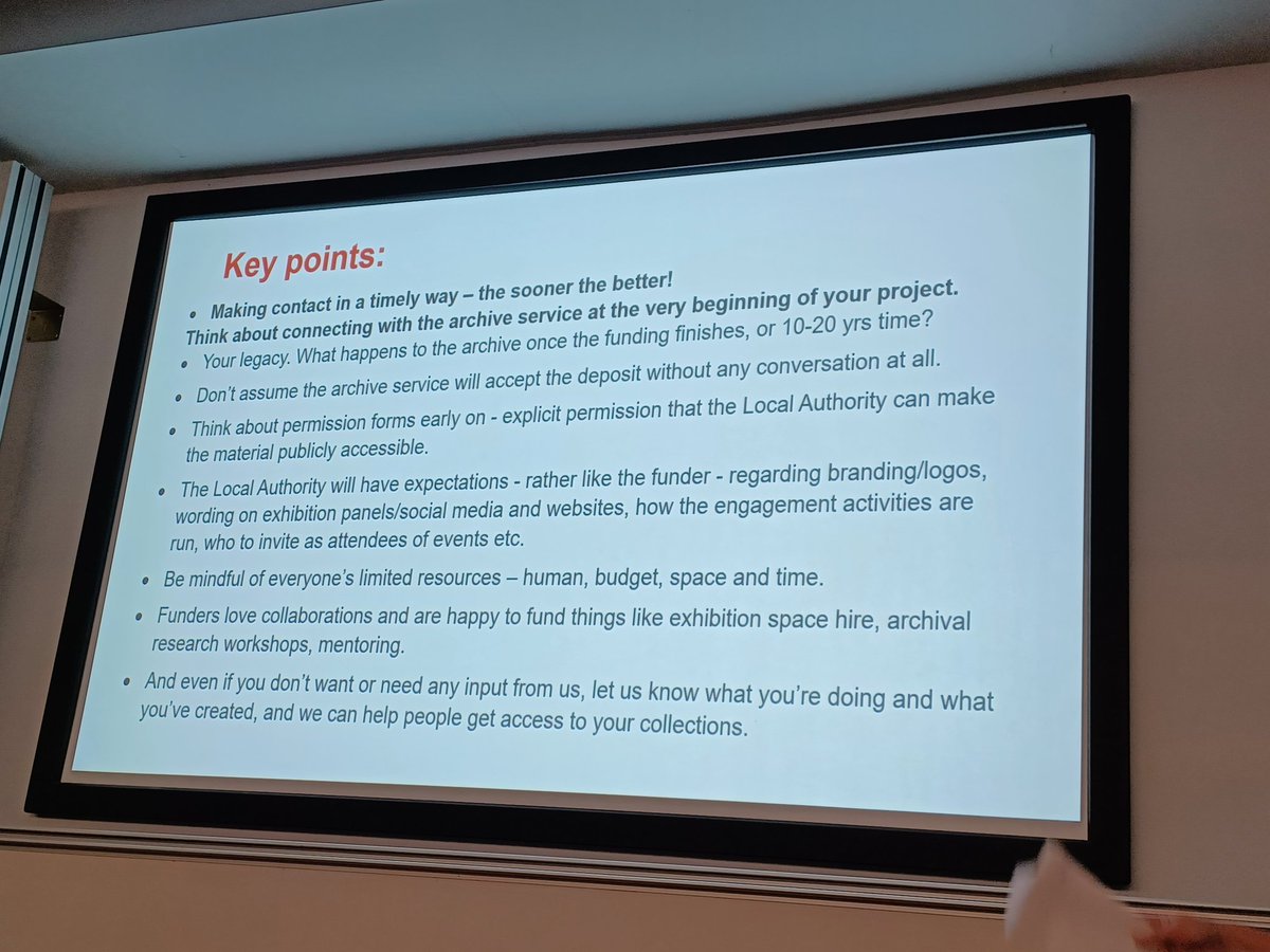 Julie Melrose, speaking brilliantly about what Local Authorities can do for community archives. So much more than just taking in collections! #CAHG2024. Every LA should have a Julie!