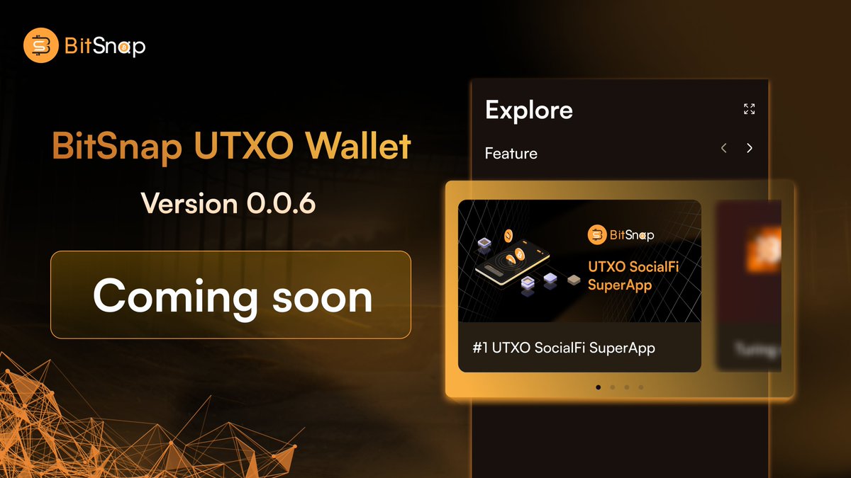 bitsnap_fi's tweet photo. 🚨Update Alert!👀🔥

🌟Get ready for a smoother experience with BitSnap UTXO Wallet v0.0.6!

This update brings new network integration✨ & a brand-new Explorer✨ accessible through the bottom bar tab.

Stay tuned! 🙌🙌

#BitSnap #UTXO #ChromeExtensionWallet #DApp #TBC