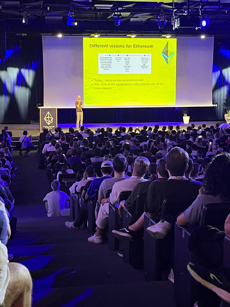 starr_dev's tweet photo. Full house at #Ethcc2024 for @VitalikButerin keynote. The energy at the event is great. Lots of builders, investors and degens. People are excited to be here. #EthCC https://t.co/RVq0v2NQoX
