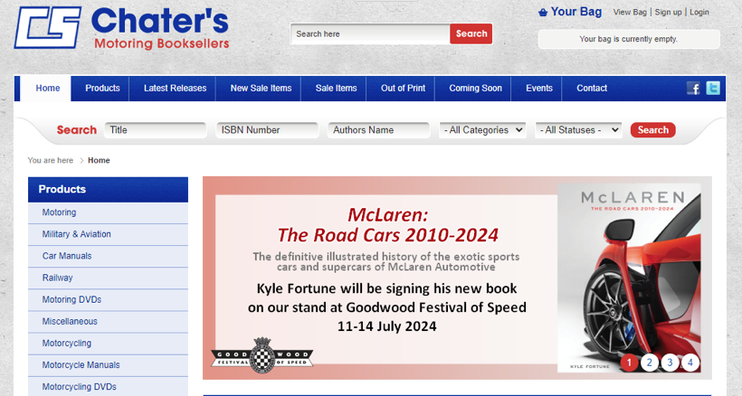 If you're at <a href="/fosgoodwood/">Goodwood FOS</a> over the next few days and want to say hello please swing by <a href="/ChatersMotoring/">Chaters</a> stand on 104 where I'll be signing copies of my book - McLaren The Road Cars 2010-2024.