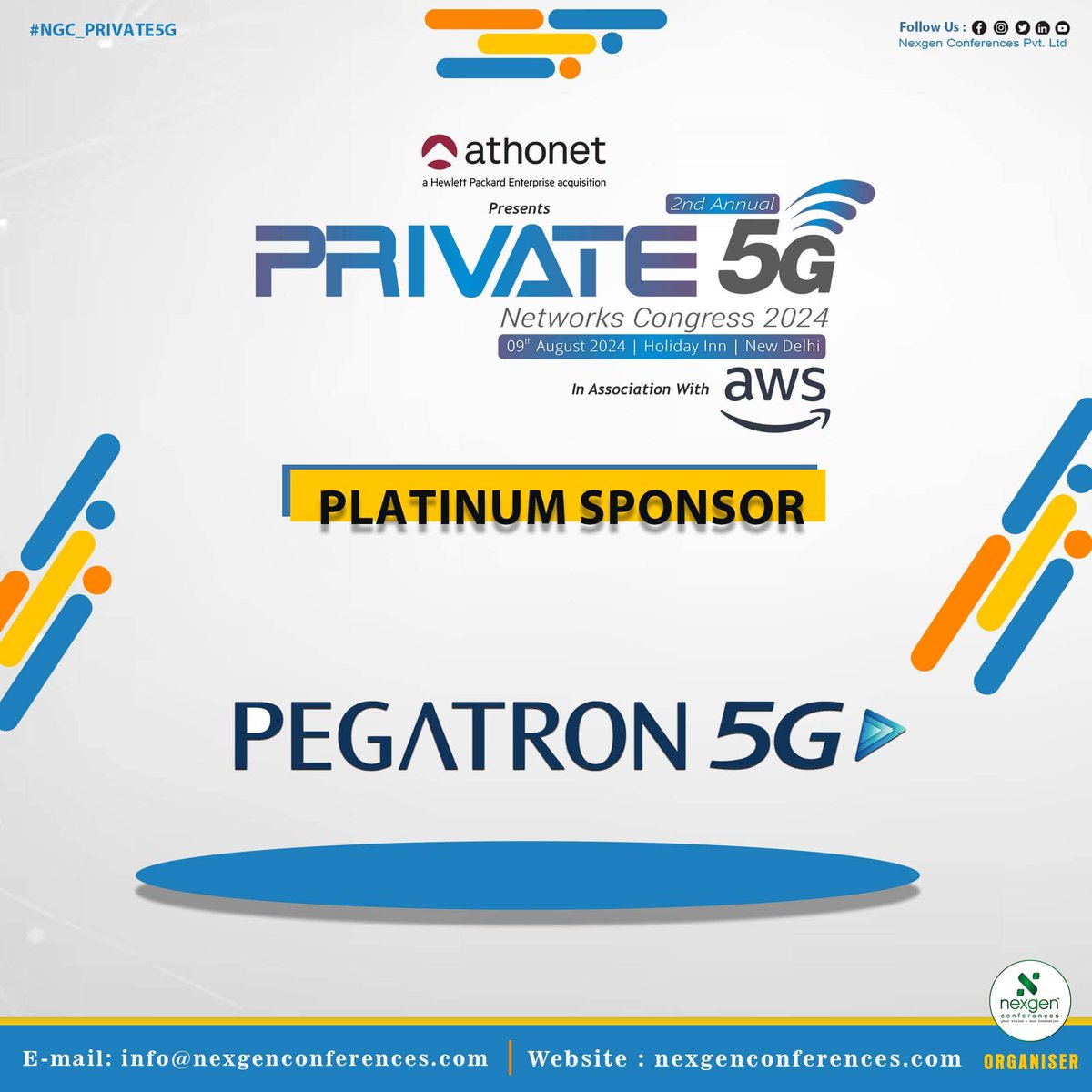 NexgenConferen1's tweet photo. 🚀Exciting News🚀
We're thrilled to announce that Pegatron 5G has joined us as the #PlatinumSponsor for the Private 5G Networks Congress'24 will take place on #9Aug at Holiday Inn, Aerocity, New Delhi
#NGC_PRIVATE5G #Pagatron5G #Private5GNetworksCongress #5GInnovation #TechEvent https://t.co/s6o3M4OpMW