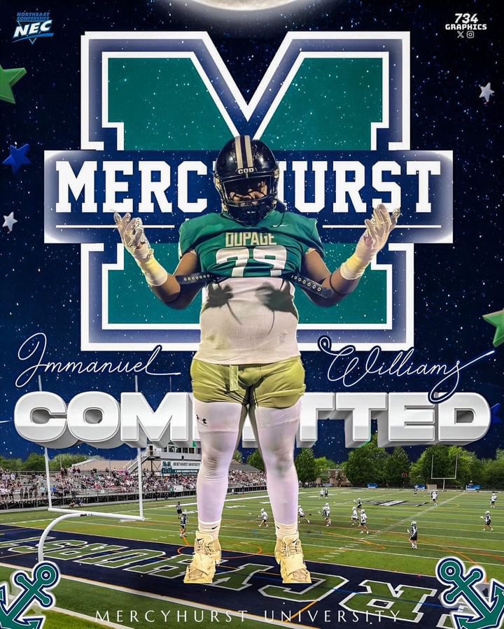 ImmanuelW13's tweet image. #AGTG COMMITTED! #CarpeD1em
@Dupage_Football @MercyhurstFB