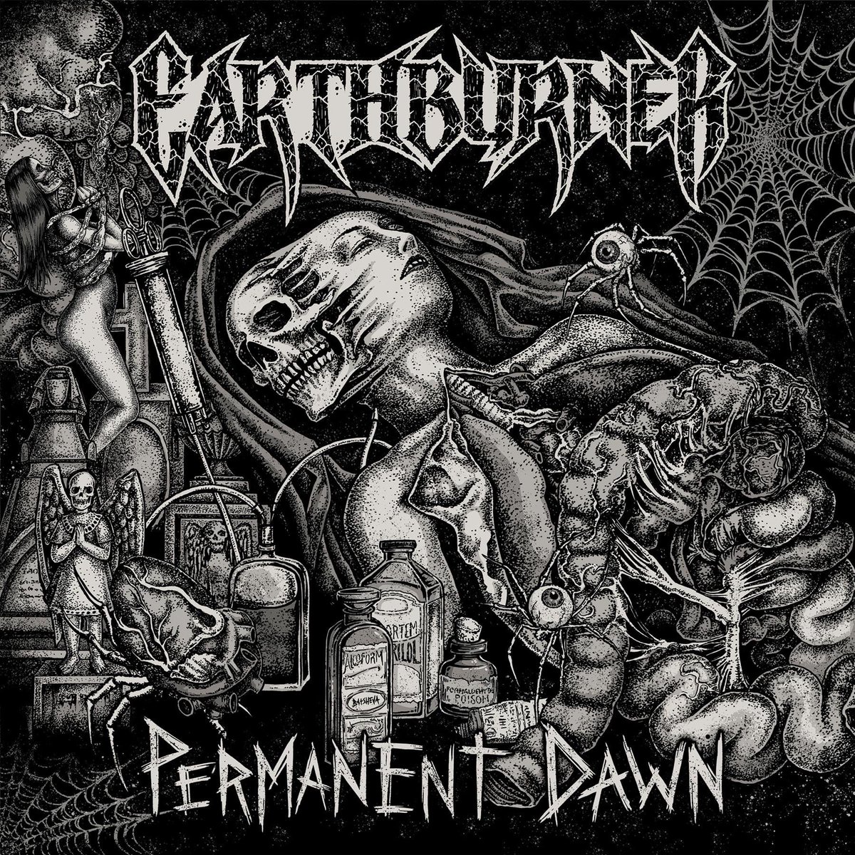 Illustration for the new single "Permanent Dawn" by Earthburner! Now available for streaming! This would be so great to listen to with a group of friends in a rage room 😍
#Earthburner #PermanentDawn #DeathMetal #Grindcore #OSDM #BrokenHope #NapalmDeath #Sanguisugabogg