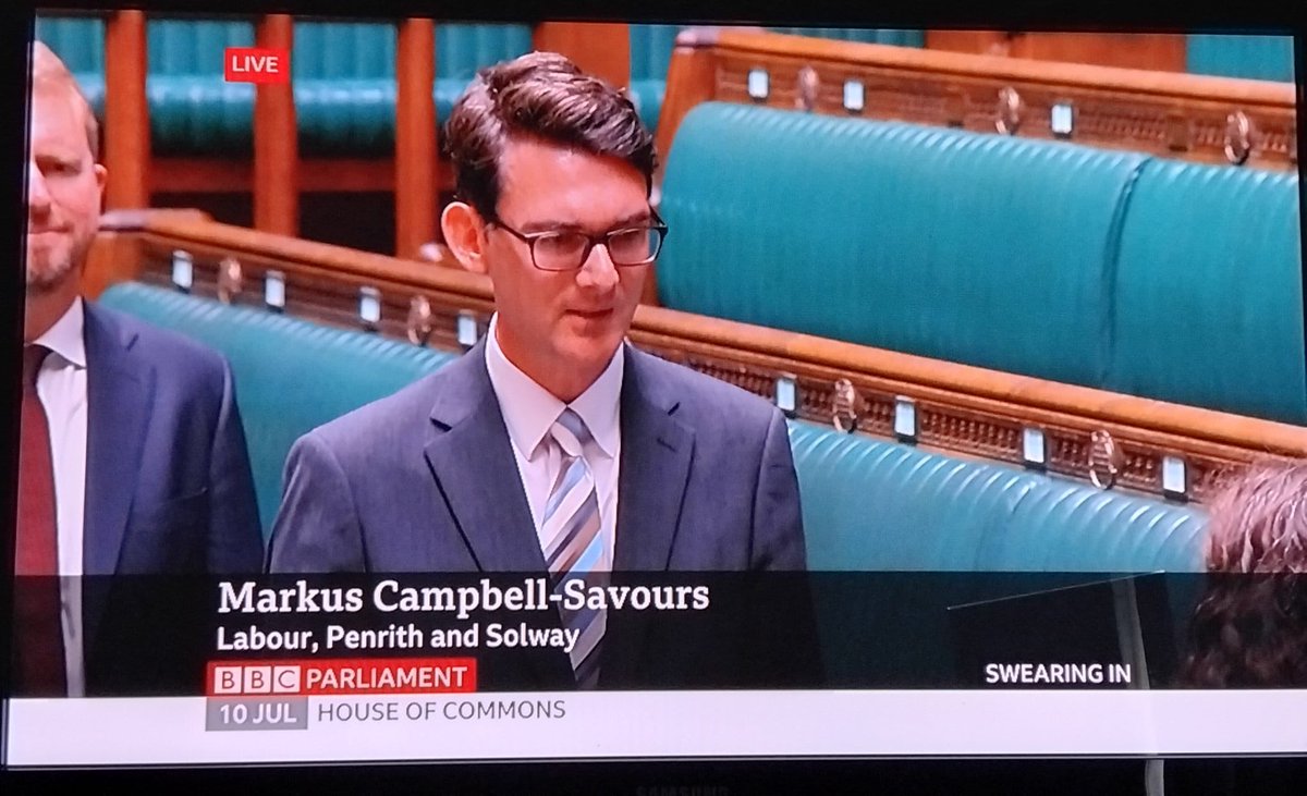 A historic day as Markus Campbell-Savours is sworn in as the first MP for Penrith and Solway constituency. A lot of hard work ahead - and a strong and committed voice for all our communities.