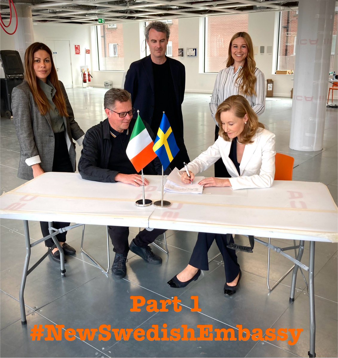 📣  A small step for mankind, but a HUGE leap for the Embassy project in Dublin! 

After years of searching/negotiating, we finally signed a lease for office premises of the new 🇸🇪 Embassy in #Ireland. 🇮🇪 

Follow how we transform this space into an embassy! 👉#NewSwedishEmbassy