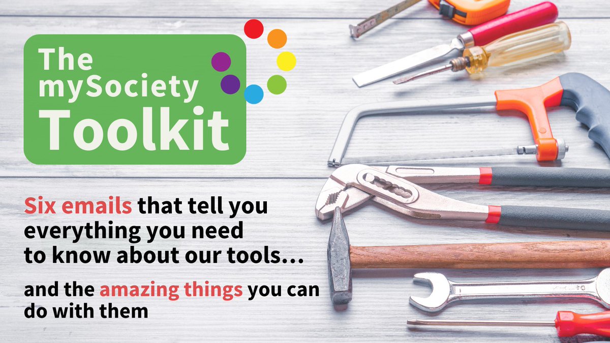 mySociety's tweet image. Have you signed up for our free toolkit? The best way to learn what you can do with mySociety&apos;s tools, at your leisure. Sit back and wait for the emails to drop into your inbox: mysociety.org/the-mysociety-…