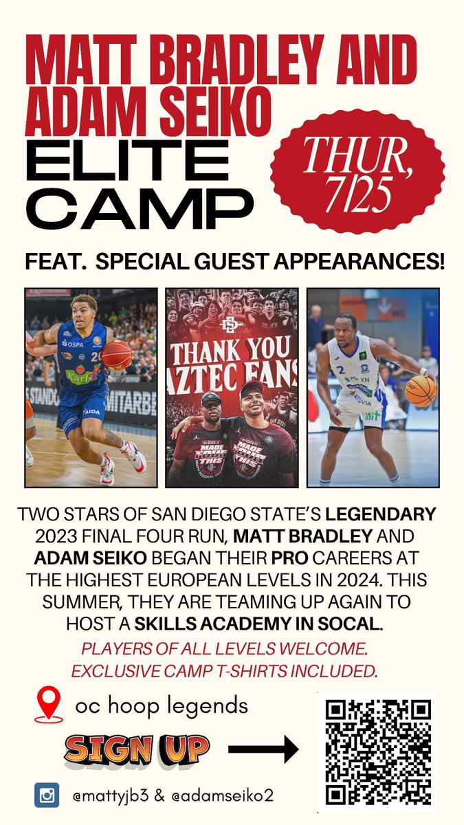 Very blessed to announce that Adam Seiko and I are hosting our first skills camp ever! It’s going to be a great time to learn for the young ones, while also having a lot of fun interacting with us and other inspiring hoopers at the camp. Click the QR code below ❤️🖤.