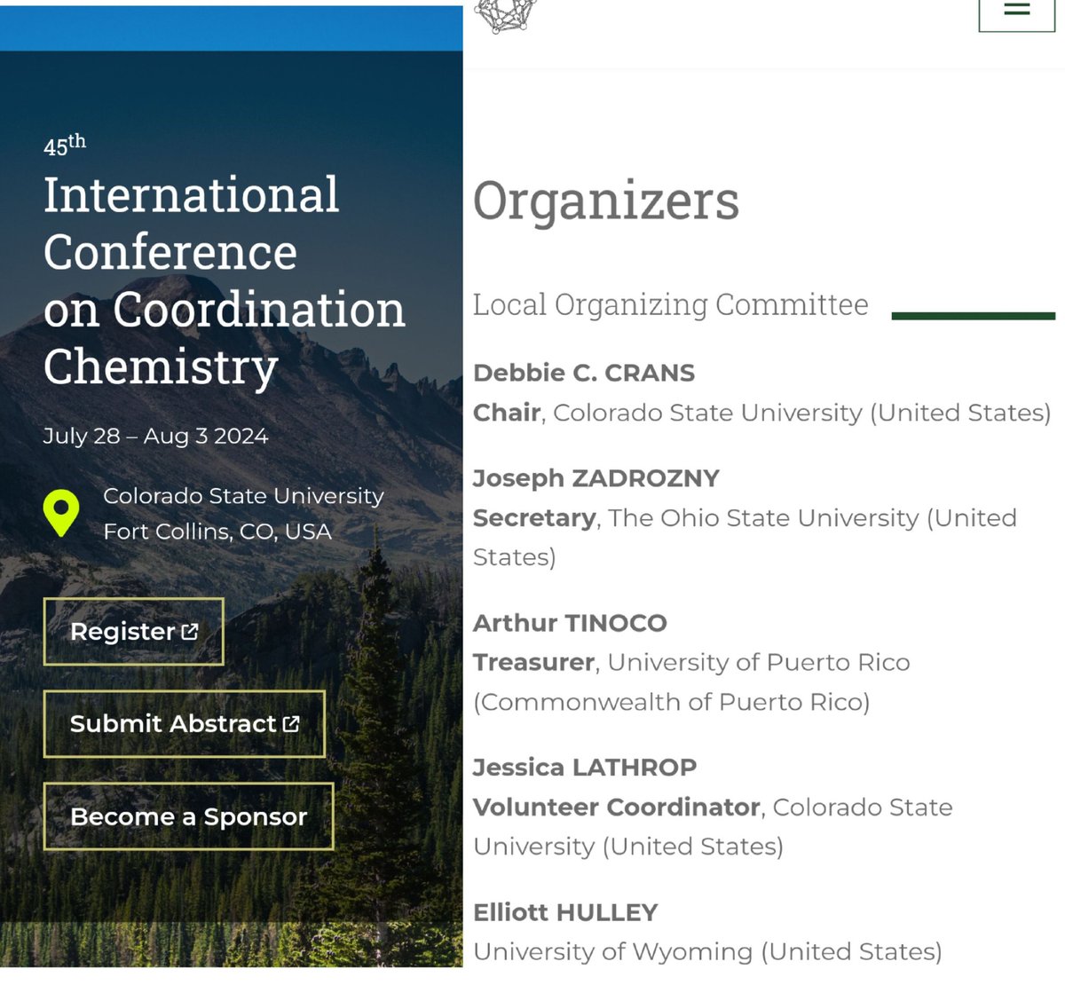 ICCC_2024 (@iccc2024) on Twitter photo 45th International Conference
on Coordination Chemistry will start soon! (July 28 – Aug 3 2024). Are you ready?! <a href="/ACSPublications/">ACS Publications</a> <a href="/Nature/">nature</a> <a href="/FrontiersIn/">Frontiers</a> <a href="/MDPIOpenAccess/">MDPI</a> <a href="/SpringerNature/">Springer Nature</a> <a href="/ElsevierConnect/">Elsevier</a> <a href="/RoySocChem/">Royal Society of Chemistry</a> <a href="/ColoradoStateU/">Colorado State University</a> <a href="/ChemCommun/">Chemical Communications</a> <a href="/InorgChemFront/">InorgChemFront</a> 45th International Conference
on Coordination Chemistry will start soon! (July 28 – Aug 3 2024). Are you ready?! <a href="/ACSPublications/">ACS Publications</a> <a href="/Nature/">nature</a> <a href="/FrontiersIn/">Frontiers</a> <a href="/MDPIOpenAccess/">MDPI</a> <a href="/SpringerNature/">Springer Nature</a> <a href="/ElsevierConnect/">Elsevier</a> <a href="/RoySocChem/">Royal Society of Chemistry</a> <a href="/ColoradoStateU/">Colorado State University</a> <a href="/ChemCommun/">Chemical Communications</a> <a href="/InorgChemFront/">InorgChemFront</a>