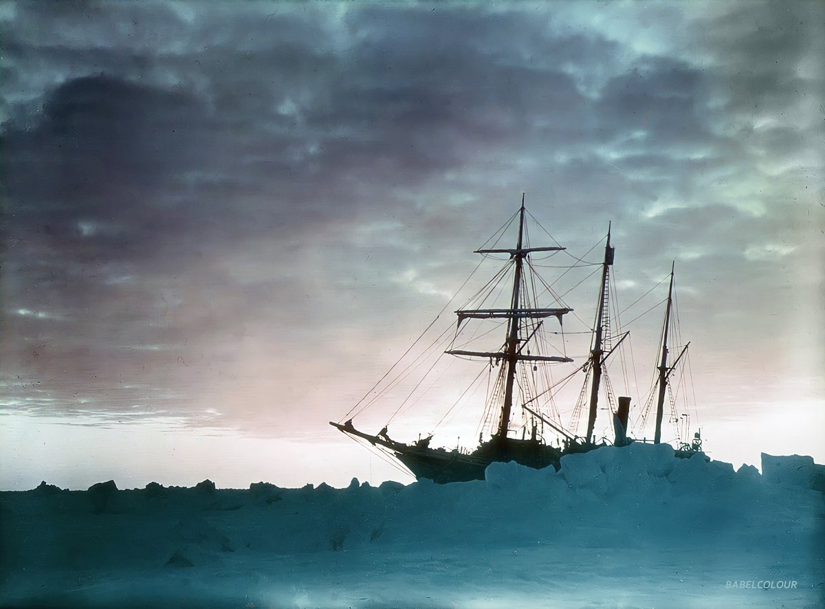 I see the news story today that Ernest Shackleton's ship The Endurance - which sank in Antarctic waters in 1915 - is having the protection perimeter around the wreck widened to preserve the vessel. This is as good an excuse as any to re-share some of the colour paget plates I've