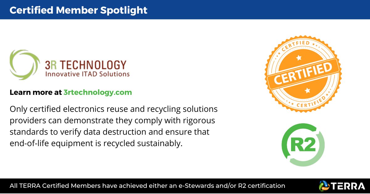 jointerra's tweet photo. #CertificationMatters when choosing an #ITAD solutions and/or #ewaste recycling partner.
Demand a #eStewards and/or #R2v3 Certification
#reuse #recycle #jointerra
https://t.co/VgW4e4uFQq https://t.co/6HbgKj93TX