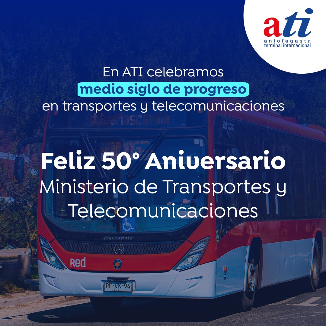 Queremos extender un cálido saludo en su 50° aniversario al Ministerio de Transportes y Telecomunicaciones. Les deseamos el mayor de los éxitos a todos los que forman parte de esta significativa institución. ¡Esperamos seguir trabajando juntos!