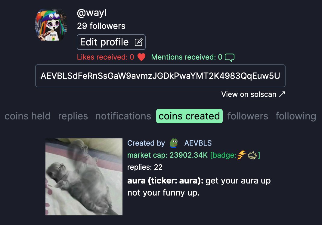 how I probably created the biggest culture coin on sol | $aura (currently at 25M mcap and likely to hit +100M soon)

the coins that do good is always the coins that come from an impulsive idea. I made aura in less than an hour by myself and ran it up to around 2M mcap without any