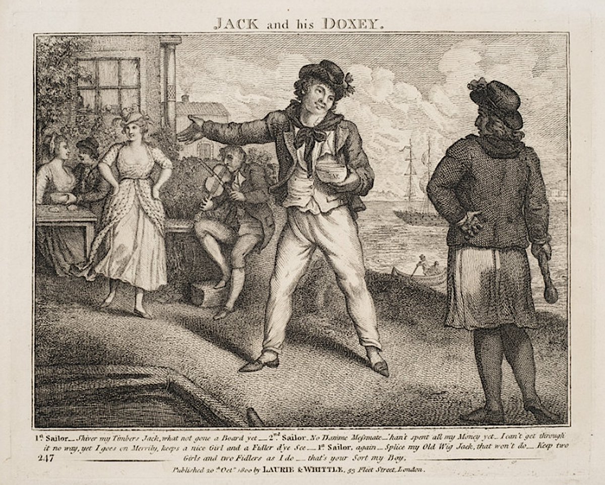 If you’ve ever wondered whether Sailors actually said “Shiver my Timbers”, this print from 1800 suggests that they did. They also used to say “Splice my Old Wig”, but this didn’t catch on, for some reason. <a href="/OED/">The OED</a>
