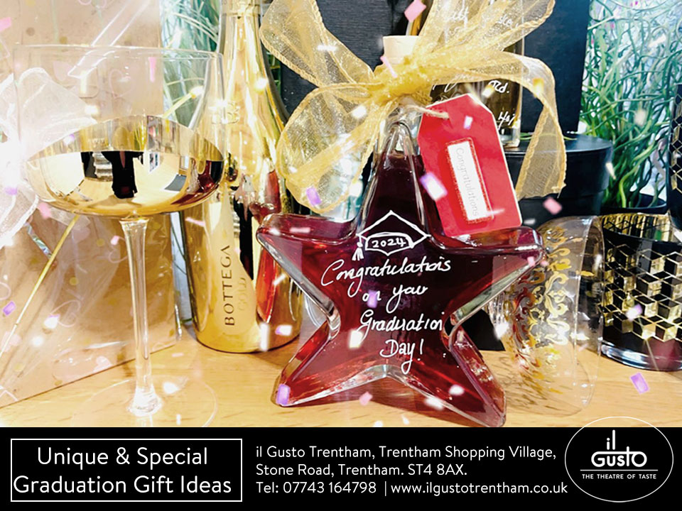 You're a star, personalised Graduation Gifts available for their special day!!
il Gusto, Trentham Shopping Village, Stone Road, Trentham. ST4 8AX.
Tel: 07743 164798
ilgustotrentham.co.uk