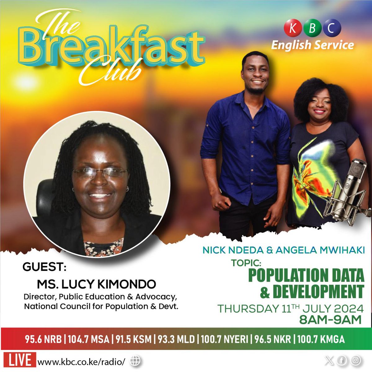 NCPD (@ncpd_kenya) on Twitter photo Join <a href="/lkimondo1/">Lucy Kimondo</a> the <a href="/NCPD_Kenya/">NCPD</a>
Director in charge of Public Education and Advocacy, tomorrow morning on <a href="/kbcenglish/">KBC English Service</a> as she talks more about Population Data and Development.
Kenya joins the world in commemorating the #WorldPopulationDay 2024 under the theme "Embracing Data for Join <a href="/lkimondo1/">Lucy Kimondo</a> the <a href="/NCPD_Kenya/">NCPD</a>
Director in charge of Public Education and Advocacy, tomorrow morning on <a href="/kbcenglish/">KBC English Service</a> as she talks more about Population Data and Development.
Kenya joins the world in commemorating the #WorldPopulationDay 2024 under the theme "Embracing Data for