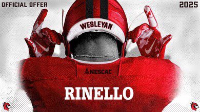 AustinRinello's tweet photo. After a great call with @CoachDBenoit, I am blessed to receive a NESCAC offer from @Wes_Football! Thank you for the opportunity @CoachDiCenzo!

@GCDS_Football @CoachMurphGCDS @CoachKevinAvery @mattmorganti28 https://t.co/0QVK979k48