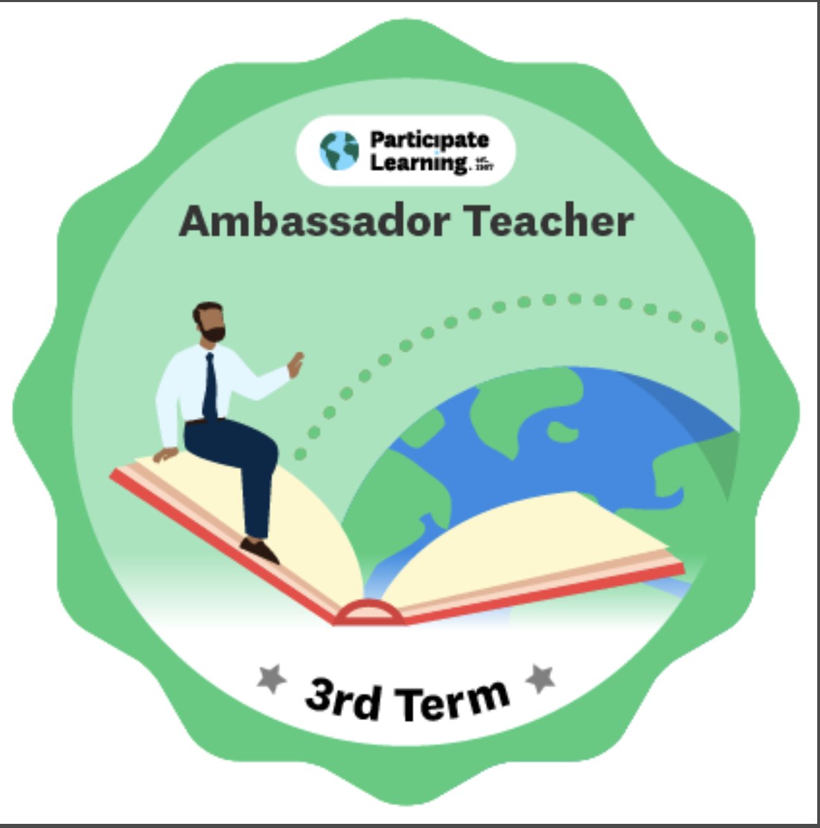 My 3rd year badge! 1 more year of successes and mistakes, but the best of learning, sharing and #unitingourworld. These 3 years haven't been easy, but incredibly unforgettable. This opportunity given to me by <a href="/ParticipateLrng/">Participate Learning</a>  is priceless as it has helped me grow positively.