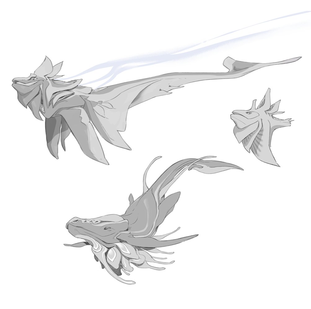 angchenart's tweet photo. Back in 2021, I had the opportunity to join the Skydance Animation team to work on some creatures for WondLa! 
Here are some early exploration sketches for what the giant air whale could look like 🐋

Check out the show on Apple TV+ ✌️✨ https://t.co/vgnpAqJCZX