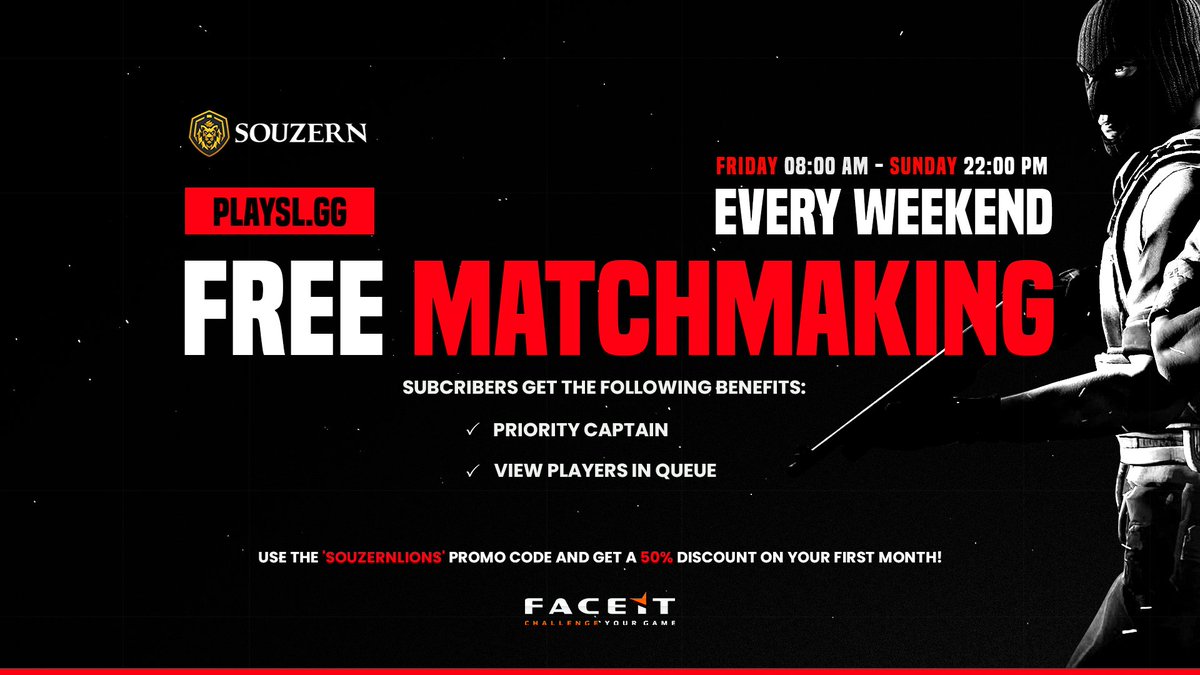 🔥 CS2 - FREE MATCHMAKING HUB LAUNCH! 🔥

❗️ No subscription required!

⏰ Weekends from 08:00 AM Friday to 22:00 PM Sunday.

❌ Stack up to 3 players per team.

⚡️ Subscribers enjoy special benefits!

🎁 25,000 Faceit Points Monthly!

👇 Join here! 👇
 bit.ly/3LhWYUR