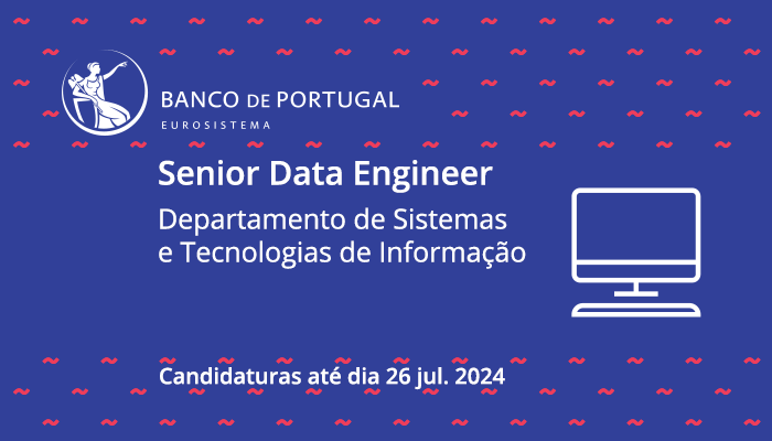 O <a href="/bancodeportugal/">Banco de Portugal</a> admite Senior Data Engineer para o Departamento de Sistemas e Tecnologias de Informação. Candidaturas até ao dia 26 de julho de 2024.

Saiba mais aqui 👉🔗 tinyurl.com/4rvhvv6z

#recrutamento