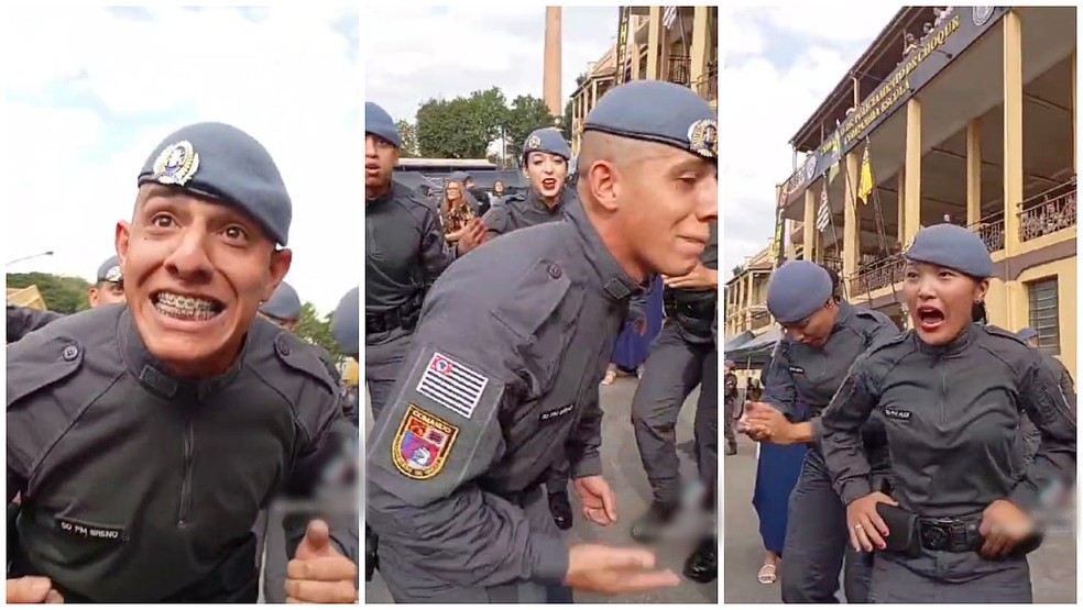 OrestesBrasil's tweet photo. Os PMs que apareceram cantando e dançando apologia à chacina do Carandiru são alunos do curso de formação de soldados da cavalaria da Polícia Militar de São Paulo.

É isso que eles aprendem nas escolas militares, imagine o que as crianças não irão aprender nas "civico-militares"? https://t.co/qqkSWcqbCi