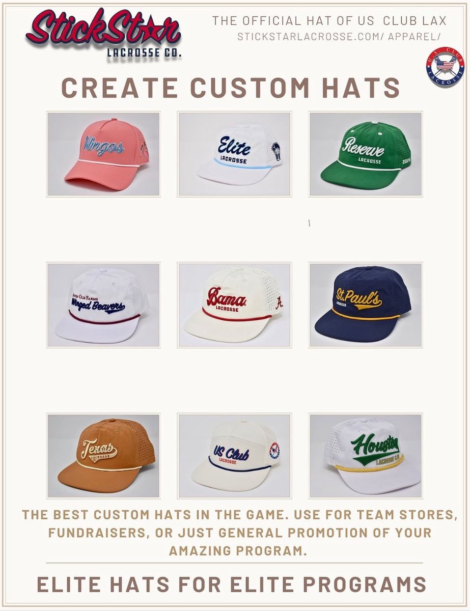 Rankings Version 11!  Have been Released 7/10
⭐️Click link usclublax.com to view full rankings.
.
🧢 @stickstarapparel has the best custom hats in the game! Use for Team Stores, fundraisers or just general promotion of your amazing program.