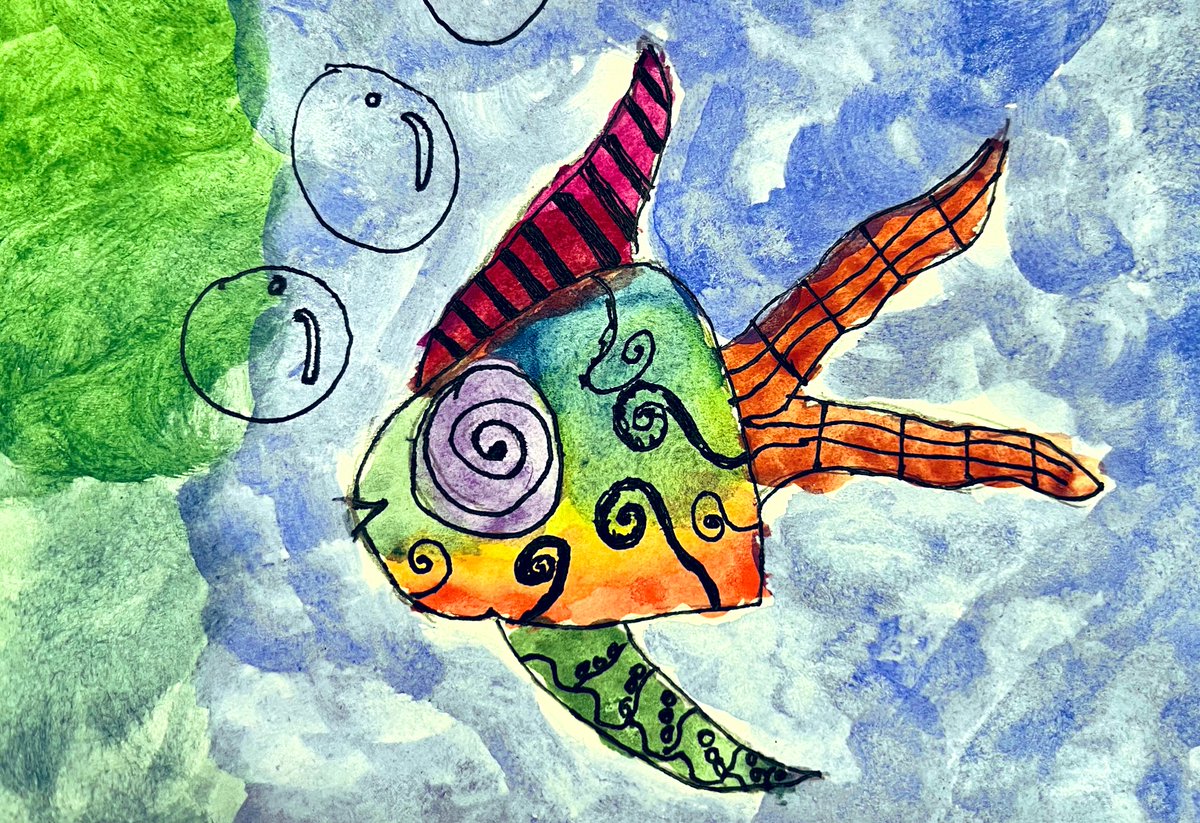 visualarts_sbs's tweet photo. More beautiful Vincent Scarpace inspired paintings from our rising year 7s! @Year7SBS1 @StBirinusSchool #sbspride 🐠🎨🖌️🌟 https://t.co/7LfDmC5Xki